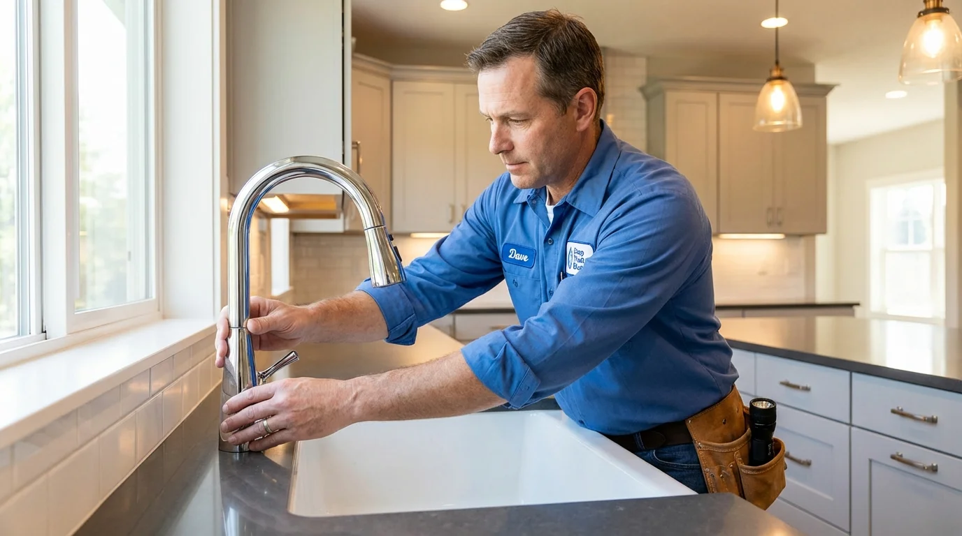 Kitchen faucet installation by Johns Plumbing LLC in East Rochester